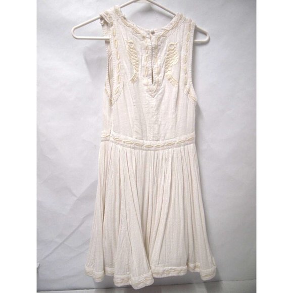 Free People Womens Womens Dress 0 White Birds of A Feather Embroidered Fit Flare - Picture 4 of 8